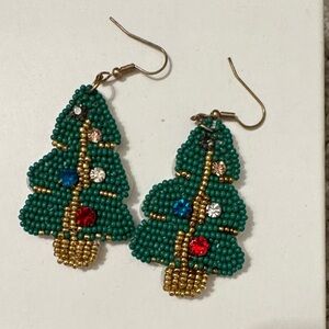 Beaded Christmas Tree Earrings
